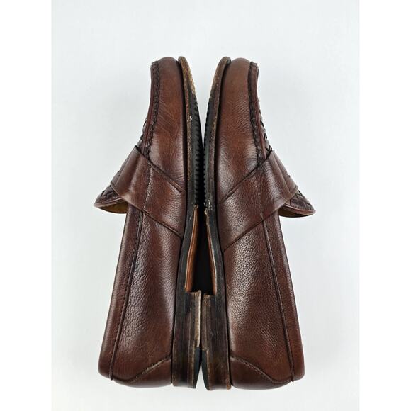 FootJoy Men Hand sewn Brown Woven Leather Penny Loafer 31982 Size 9 E Wide main image 5